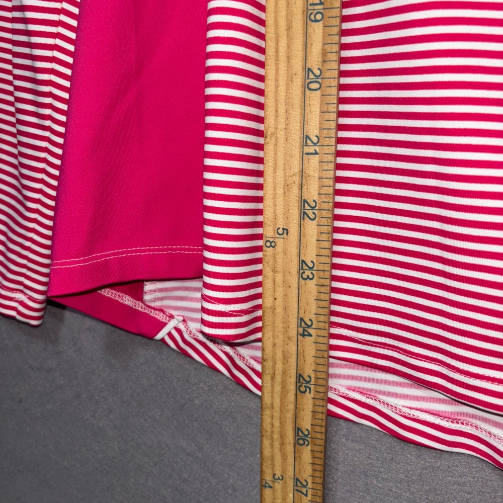 Tommy Bahama Island Zone Women Golf Top L Pink White Stripe Quarter Zip Athletic - Picture 8 of 8